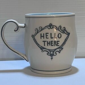 Molly Hatch cup 12oz "Hello There", Anthropologie NWOT Aqua Stripes Inside